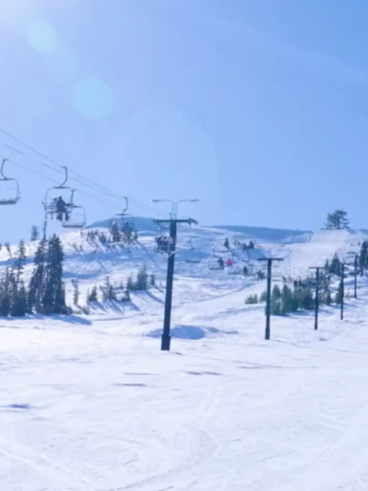 Soda Springs lifts carrying skiers up the mountain